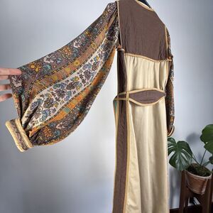 Vintage 70s Boho Prairie Maxi Dress Balloon Sleeves Belted Jeanne Marc Untagged